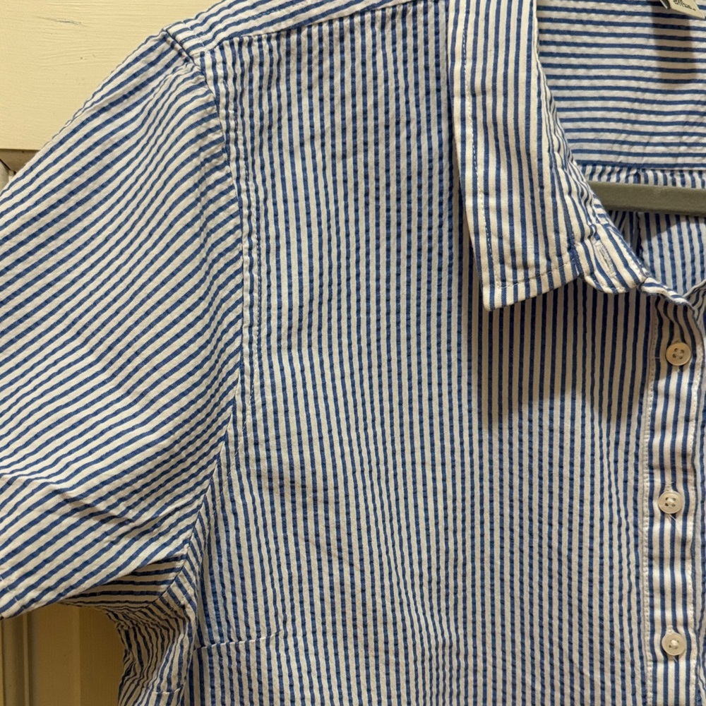 L.L. Bean Blue and White Striped Shirt - Picture 3 of 5